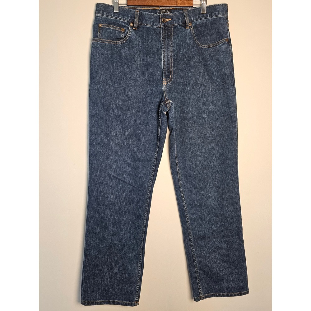 Classic Jos. A. Bank Traveler's Collection Jeans Mens 35x32 Blue Straight Leg